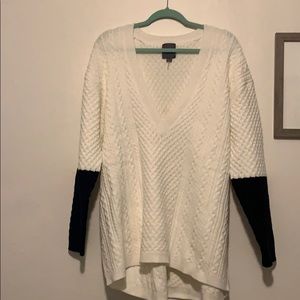 Cream and Black v-neck Sweater